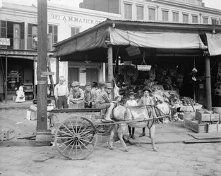 New Orleans, a francia piac egyik sarka, 1900-1910 körül
